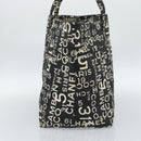 CHANEL By Sea Line Tote Bag Canvas Black Silver CC Auth 165062-3
