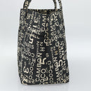 CHANEL By Sea Line Tote Bag Canvas Black Silver CC Auth 165062-4