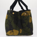 PRADA Camouflage Canapa GM Tote Bag Canvas Khaki Gold Auth 165063-3