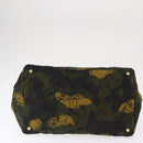 PRADA Camouflage Canapa GM Tote Bag Canvas Khaki Gold Auth 165063-5