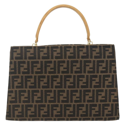 FENDI Zucca Canvas Hand Bag Black Brown gold Auth 165065 - 0