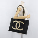 CHANEL COCO Mark Chain Tote Bag Nylon Black Gold CC Auth 165069-27
