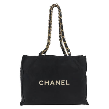 CHANEL COCO Mark Chain Tote Bag Nylon Black Gold CC Auth 165069 - 0