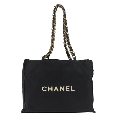 CHANEL COCO Mark Chain Tote Bag Nylon Black Gold CC Auth 165069 - 0