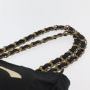 CHANEL COCO Mark Chain Tote Bag Nylon Black Gold CC Auth 165069-8
