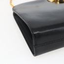 Salvatore Ferragamo Gancini Chain Shoulder Bag Leather Black Gold Auth 165071V-14