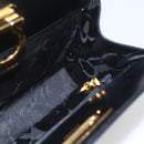 Salvatore Ferragamo Gancini Chain Shoulder Bag Leather Black Gold Auth 165071V-18