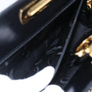 Salvatore Ferragamo Gancini Chain Shoulder Bag Leather Black Gold Auth 165071V-20