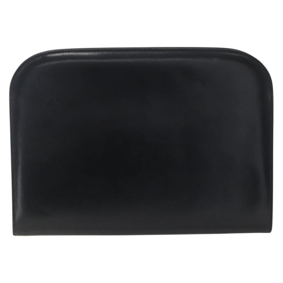 Salvatore Ferragamo Gancini Chain Shoulder Bag Leather Black Gold Auth 165071V