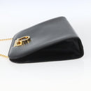 Salvatore Ferragamo Gancini Chain Shoulder Bag Leather Black Gold Auth 165071V-3