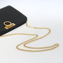 Salvatore Ferragamo Gancini Chain Shoulder Bag Leather Black Gold Auth 165071V-7