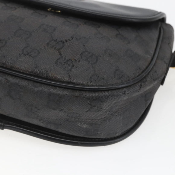 GUCCI GG Supreme Shoulder Bag Coated Canvas Black Gold 007 14 0074 Auth 165072