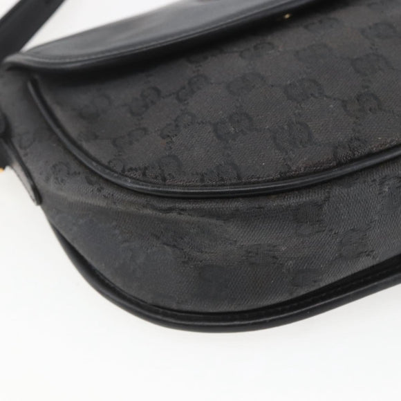 GUCCI GG Supreme Shoulder Bag Coated Canvas Black Gold 007 14 0074 Auth 165072