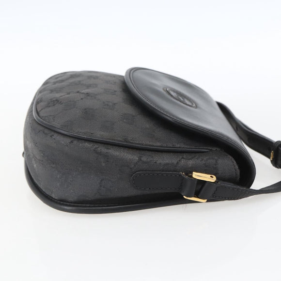 GUCCI GG Supreme Shoulder Bag Coated Canvas Black Gold 007 14 0074 Auth 165072