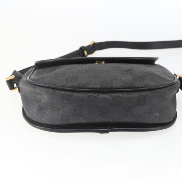 GUCCI GG Supreme Shoulder Bag Coated Canvas Black Gold 007 14 0074 Auth 165072