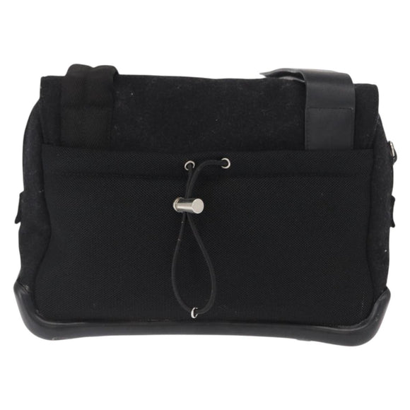 PRADA Sports Shoulder Bag Wool Black Silver Auth 165073