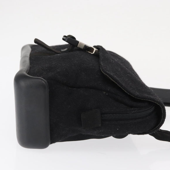 PRADA Sports Shoulder Bag Wool Black Silver Auth 165073