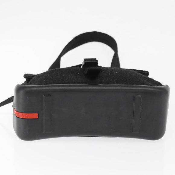 PRADA Sports Shoulder Bag Wool Black Silver Auth 165073