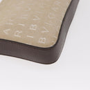 BVLGARI Logo Mania Hand Pouch Canvas Leather Beige Silver Auth 165077-9