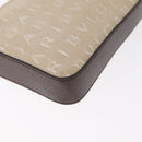 BVLGARI Logo Mania Hand Pouch Canvas Leather Beige Silver Auth 165077-15