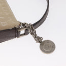 BVLGARI Logo Mania Hand Pouch Canvas Leather Beige Silver Auth 165077-10