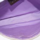 BVLGARI Logo Mania Hand Pouch Canvas Leather Beige Silver Auth 165077-11