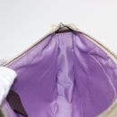 BVLGARI Logo Mania Hand Pouch Canvas Leather Beige Silver Auth 165077-18