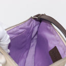 BVLGARI Logo Mania Hand Pouch Canvas Leather Beige Silver Auth 165077-19