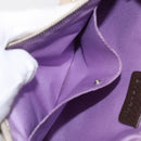 BVLGARI Logo Mania Hand Pouch Canvas Leather Beige Silver Auth 165077-20