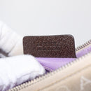 BVLGARI Logo Mania Hand Pouch Canvas Leather Beige Silver Auth 165077-12