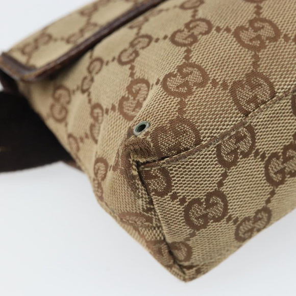 GUCCI GG Canvas Body Bag Beige Silver 92543 Auth 165079
