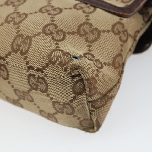 GUCCI GG Canvas Body Bag Beige Silver 92543 Auth 165079