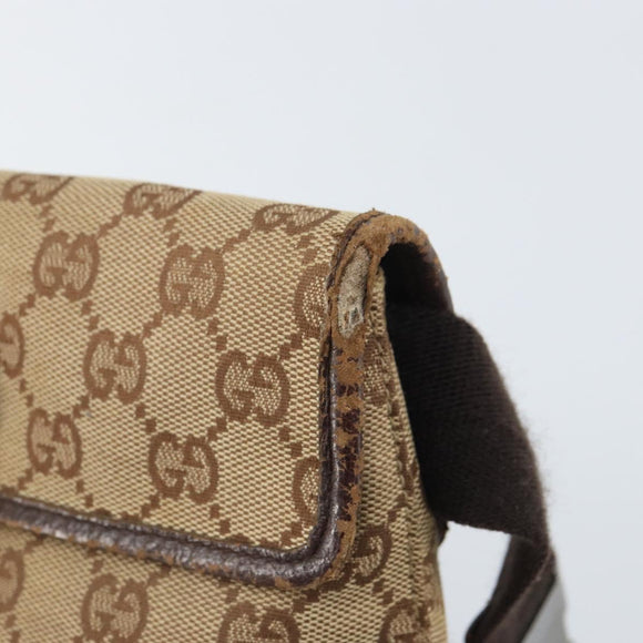 GUCCI GG Canvas Body Bag Beige Silver 92543 Auth 165079