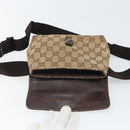 GUCCI GG Canvas Body Bag Beige Silver 92543 Auth 165079-19