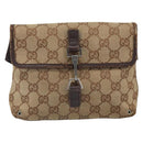 GUCCI GG Canvas Body Bag Beige Silver 92543 Auth 165079-13