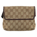 GUCCI GG Canvas Body Bag Beige Silver 92543 Auth 165079-2