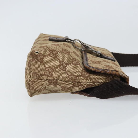 GUCCI GG Canvas Body Bag Beige Silver 92543 Auth 165079