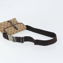 GUCCI GG Canvas Body Bag Beige Silver 92543 Auth 165079-7