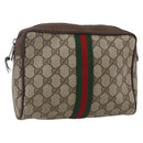 GUCCI GG Supreme Web Sherry Line Clutch Bag PVC Beige 156 01 012 Auth 165080-1