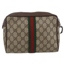 GUCCI GG Supreme Web Sherry Line Clutch Bag PVC Beige 156 01 012 Auth 165080-3