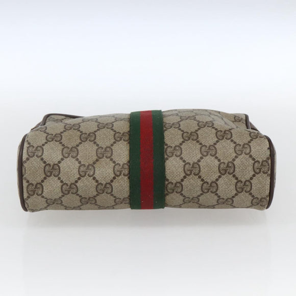 GUCCI GG Supreme Web Sherry Line Clutch Bag PVC Beige 156 01 012 Auth 165080