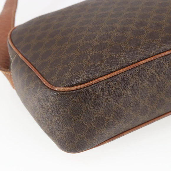 CELINE Macadam Canvas Shoulder Bag PVC Leather Brown Gold Auth 165081