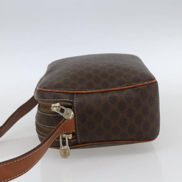 CELINE Macadam Canvas Shoulder Bag PVC Leather Brown Gold Auth 165081