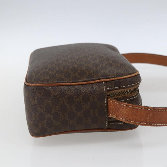 CELINE Macadam Canvas Shoulder Bag PVC Leather Brown Gold Auth 165081