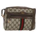 GUCCI GG Supreme Web Sherry Line Bag PVC Beige Gold 75 02 004 Auth 165083-1