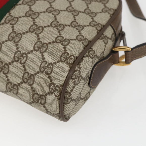 GUCCI GG Supreme Web Sherry Line Bag PVC Beige Gold 75 02 004 Auth 165083