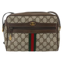 GUCCI GG Supreme Web Sherry Line Bag PVC Beige Gold 75 02 004 Auth 165083-2