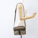 GUCCI GG Supreme Web Sherry Line Bag PVC Beige Gold 75 02 004 Auth 165083-21