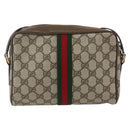 GUCCI GG Supreme Web Sherry Line Bag PVC Beige Gold 75 02 004 Auth 165083-3