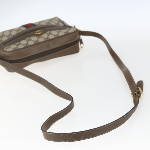 GUCCI GG Supreme Web Sherry Line Bag PVC Beige Gold 75 02 004 Auth 165083